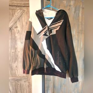 Nos Fly Racing Black and White Graphic Zip Up Hoodie